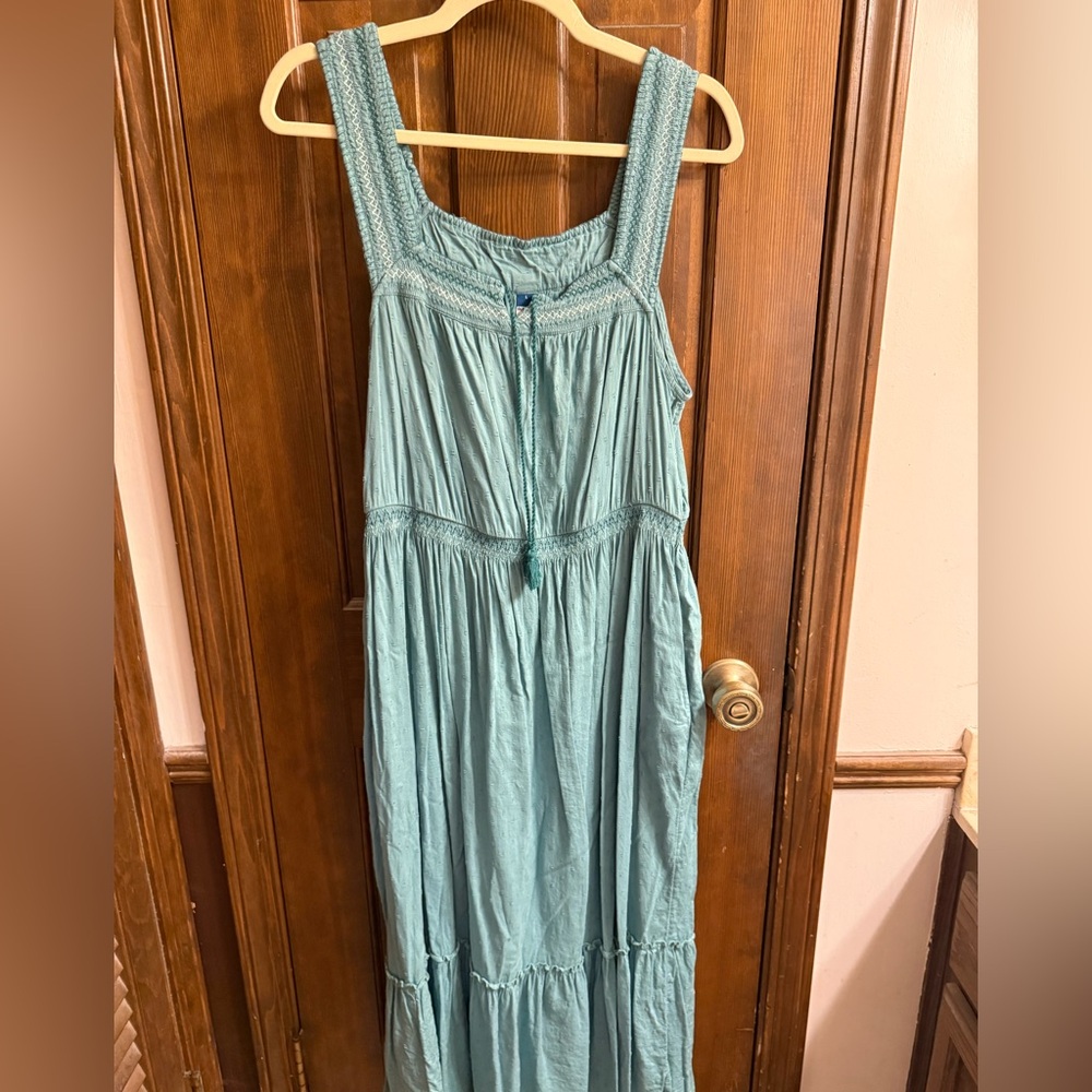 Green cotton maxi dress size L EUC